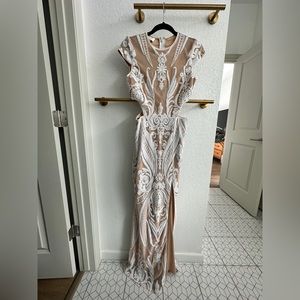 RYSE The Label White Wedding-Style Full Sequin Dress Size S